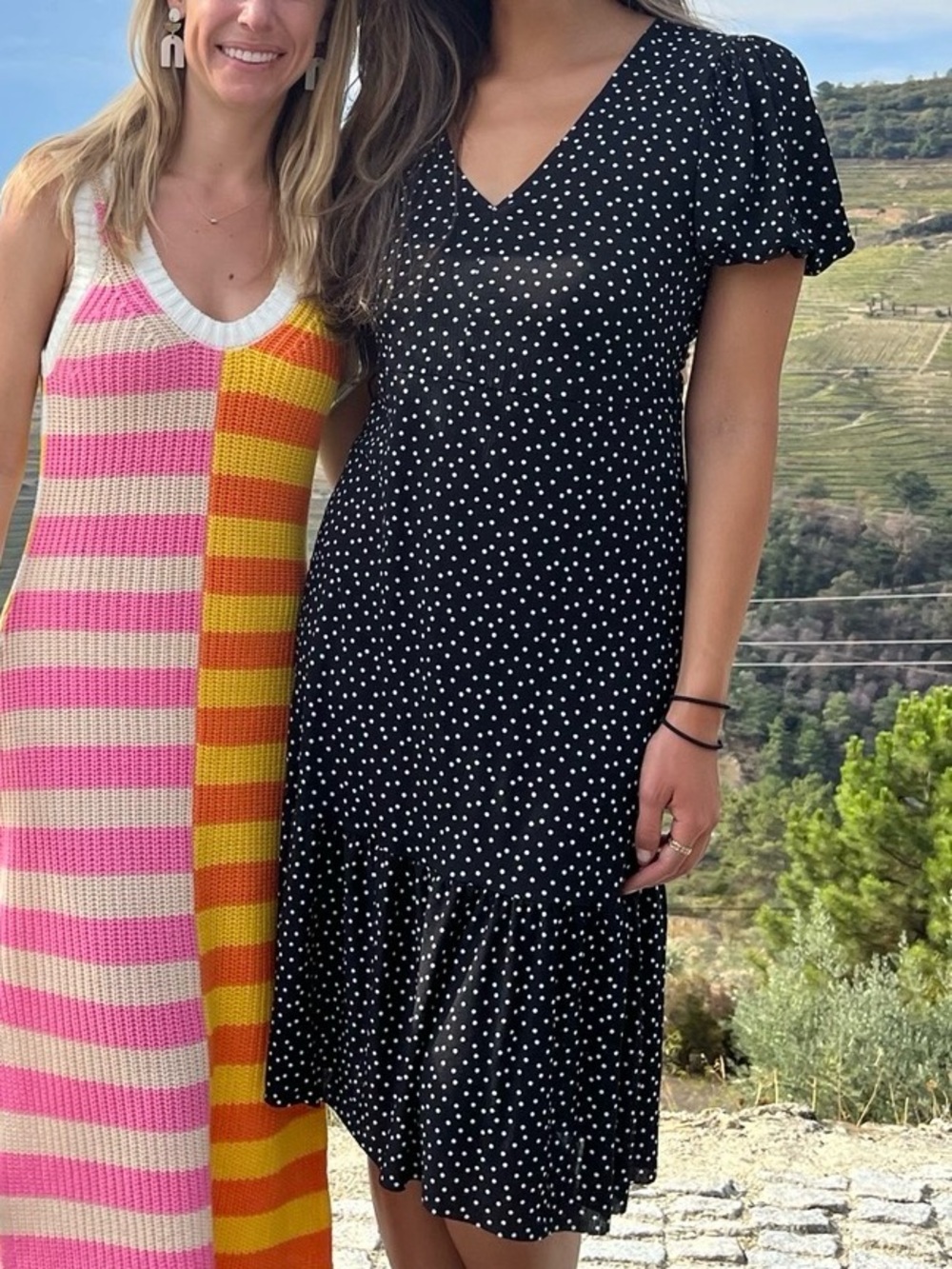 Zara Black and White Polka Dot Midi Dress